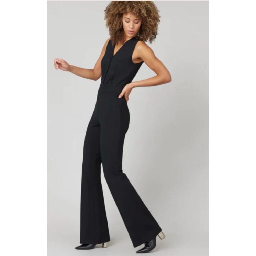 Spanx The Perfect Jumpsuit Women’s 1xl Tall Black Sleeveless Flare wide Leg